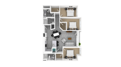 3 Bed 2 Bath, 1,565 sq ft, Maple Floorplan at The Whit in Indianapolis, IN 46204
